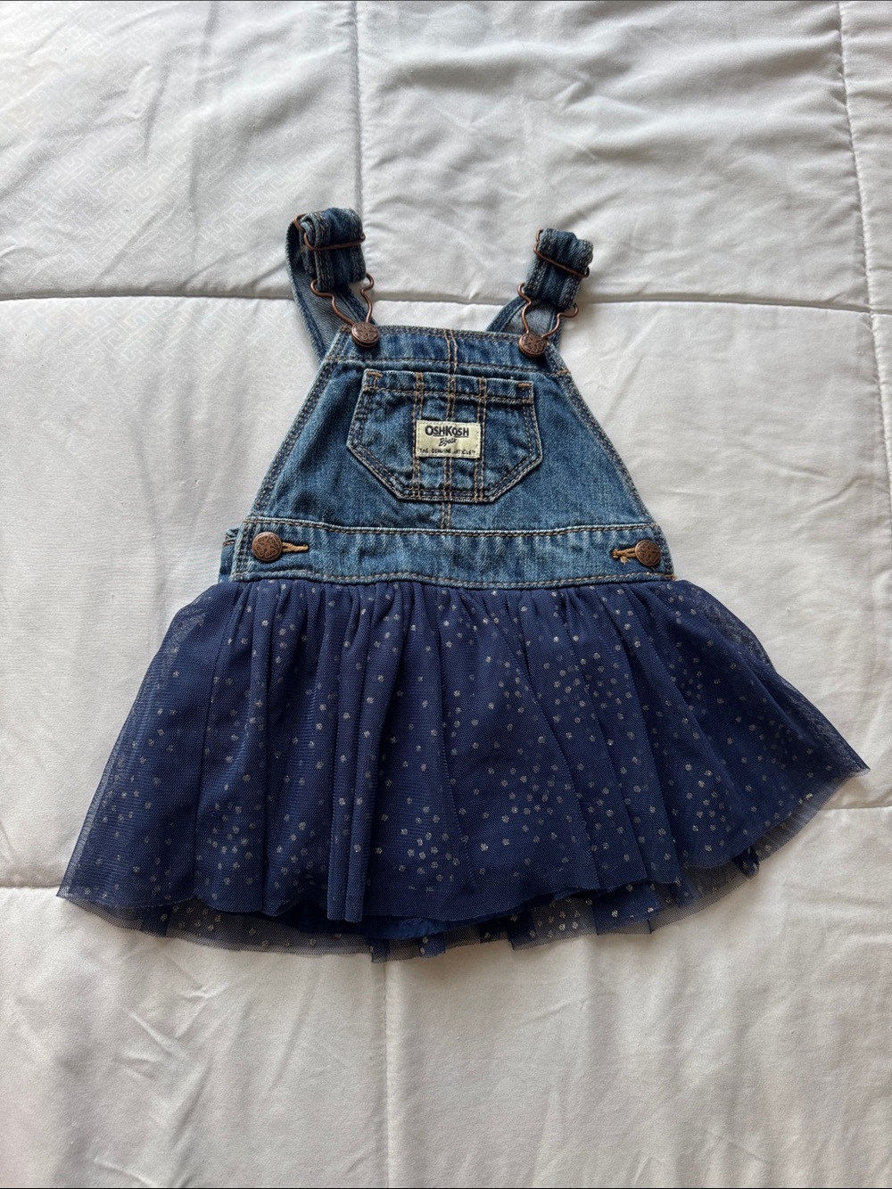 OshKosh Denim Tulle Overall Dress - Navy Sparkle